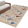 thumbnail image 2 of Jellyfish Washable Area Rugs 2.7'x5', Retro Blue White Brown Purple Jellyfish Linen Texture Low Pile Throw Living Room Rug Non-Slip Sturdy Edge Binding Carpet for Indoor Entryway Bedside Kitchen, 2 of 9