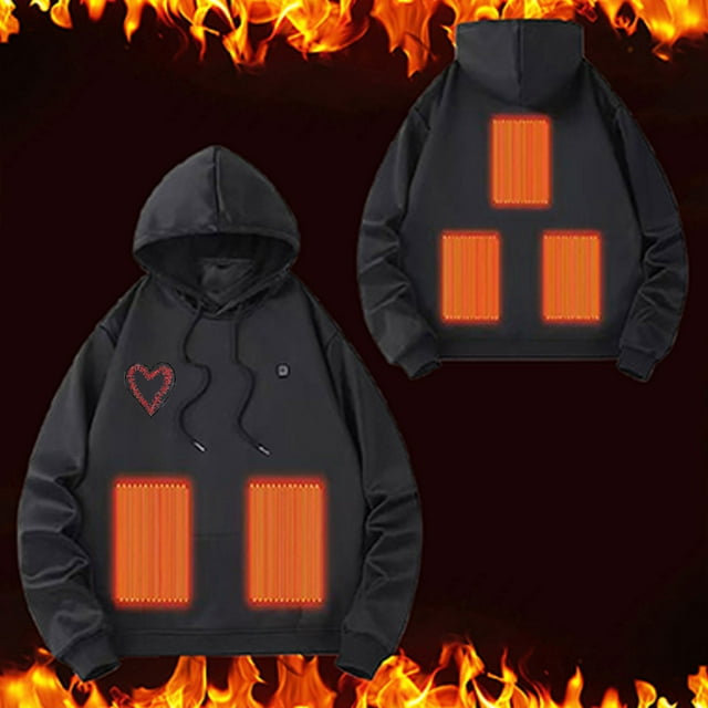 Sudadera con capucha para hombre, control único, cinco áreas, color sólido, calefacción inteligente, sudadera de manga larga con capucha, blusa de poliéster para hombre