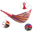 thumbnail image 6 of Outdoor Hammock, Polyester Cotton Double Hammock Bed with Carrying Bag & 2 Ropes, Leisure Tree Hammock for Camping Travel Patio Porch Garden Backyard - Load Capacity Up to 450 Lbs, B1068, 6 of 9