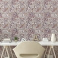 thumbnail image 2 of Ambesonne Floral Design Peel & Stick Wallpaper for Home, Linear Vintage Damask, 13"x100", Pale Ruby Pale Sepia, 2 of 5