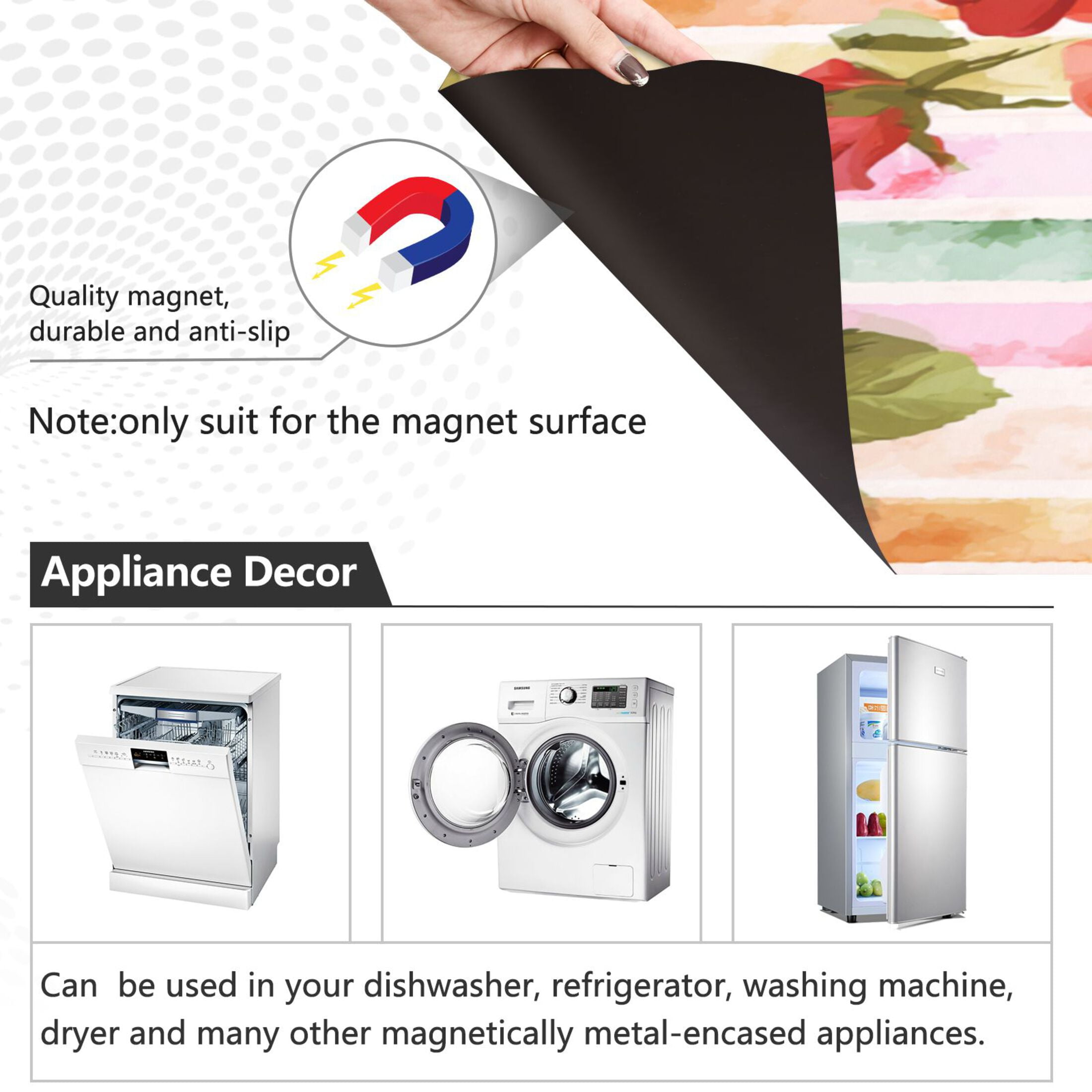 Dishwasher Magnetic Refrigerator Magnet Cover Sticker Home Decorative 23"x26" Roses on A Rainbow Background