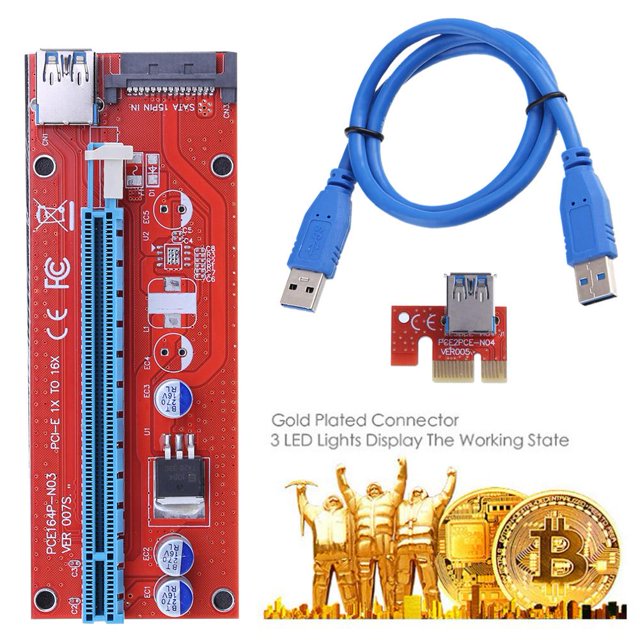 PCI Express Riser Card 1x a 16x USB3.0 Cable Cable de alimentación para minería Bitcoin Likrtyny Componentes de Computadoras