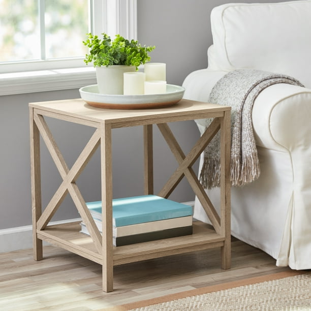 Mainstays Farmhouse Square Side Table, Rustic Gray