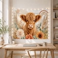 thumbnail image 5 of Highland Cow with Boho Rainbow and Flowers, Calming Boho Style for Animal Lovers, Pastoral Wall Art, Housewarming Gift, Tapestry Wall Hanging for Bedroom and Entryway, 5 of 7