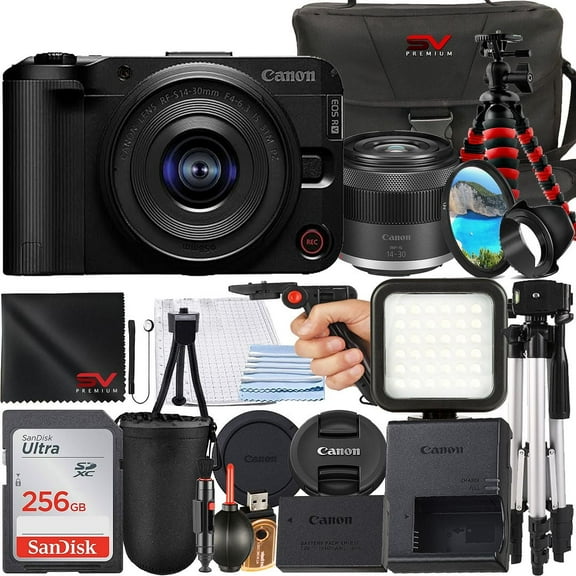 Canon EOS R50 V Mirrorless Camera with 14-30mm Lens   SanDisk 256GB Memory Card   Case   Tripod   SV Premium Accessory Bundle (International Version)