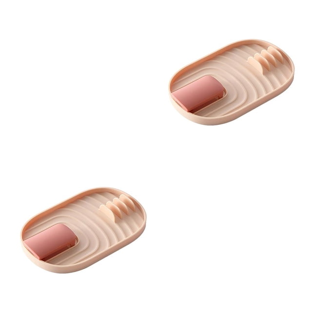 Bewildely Soporte para cucharas, utensilios de cocina de plástico, organizador de cucharones, estante para restaurante, tapa de olla, soporte para Rosado 2piezas Bewildely CBP165089