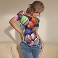 thumbnail image 5 of Balery Easter Eggs1 Women's Short Sleevee Crew Neck Bodysuit Tops Short Sleeve Tops Basic-Large, 5 of 9