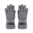 thumbnail image 2 of Aueoeo Winter Gloves For Women Touched Screen Gloves Fashion Warm Fleece Lined Gloves With Straps Thermal Full Finger Bike Gloves Gray, 2 of 5