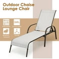 thumbnail image 5 of Costway Outdoor Patio Lounge Chair Chaise Fabric Adjustable Reclining Armrest Pool Grey, 5 of 10