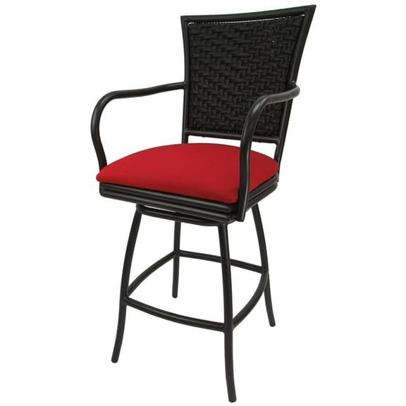 Outdoor Counter Patio Bar Stool 26" Erin Black - Red