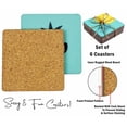 thumbnail image 4 of Inkdotpot Set of 6 Drink Coasters DecorativeNon,SlipCork Base4-inch Square PrintedCoastersEasy Clean- Summer, 4 of 8