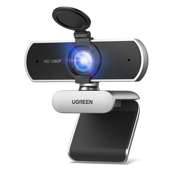 Webcam UGREEN Full HD 1080P con micrófono para PC gris plateado