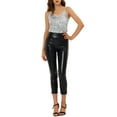 thumbnail image 3 of INSPIRE CHIC Women's Sequin Spaghetti Strap Crop Camisole Tank Tops M Silver White, 3 of 8
