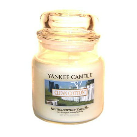 Clean Cotton Medium Jar Candle, Fresh Scent, 65-90 Hours of Burning time (Fragrance) By Yankee