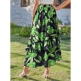 thumbnail image 5 of Nlife Women Hawaiian Tropical Floral Maxi Skirt Layered Ruffle High Slit Long Skirt with Pockets, 5 of 7