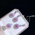 thumbnail image 2 of Pink crystal set earring ring necklace Retro exquisite zircon earring pendant small design simple ring, 2 of 9