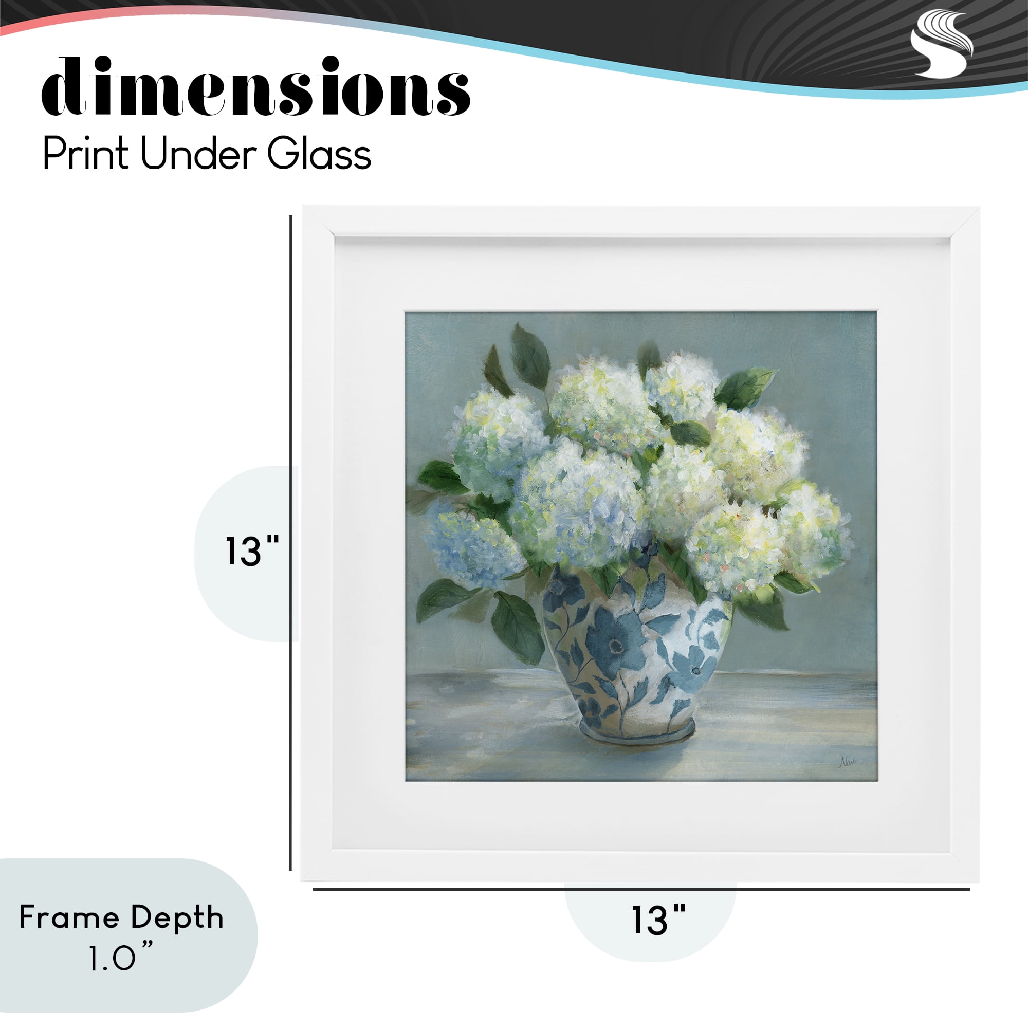 Stupell Industries Hydrangeas in Elegant Vase White Framed Print Under Glass, design by Nan