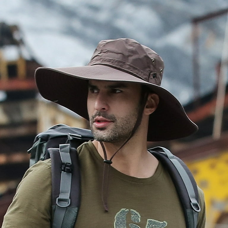 Men Sun Hat, Wide Birm Bucket Hat UV Protection Boonie Hat for Fishing  Hiking Garden Beach