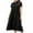 Black, variant on VSSSJ Womens Summer Dresses Casual Short Sleeve Crewneck Button Front Loose Solid Color Cotton Linen Tiered Ruffle Midi Long Dress Black L