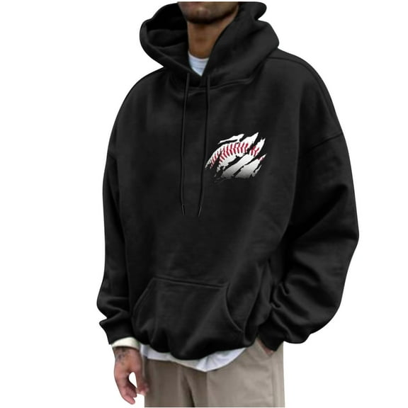 LOVZFMLL Hoodies for Men, Football Print Loose Fit Hooded Sweatshirt Pullover Tops Casual Wear Fall Clothes with Pocket