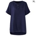 thumbnail image 1 of Camiseta a cuadros Mujer Botón de verano Blusa de manga corta Top suelto, Azul, XL Scienceny AP001353-10, 1 of 7
