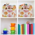 thumbnail image 6 of Yayeee Canvas Storage Basket with Handles for Shelves Fabric Bins Closet Organizer, Floral Orange, 6 of 8