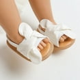 thumbnail image 3 of Hotiary Infant Baby Girls Soft Open Toe Sandals Toddler Summer PU Leather Bowknot Sandals Flower Princess Flat Shoes White for 0-18M, 3 of 8