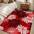 thumbnail image 4 of Botanical Chrysanthemum Area Rugs 4'x6', Washable Small Throw Rugs for Office Bathroom, Abstract Spring Floral Red Black Indoor Outdoor Rug Non-Slip Low Pile Carpet Runner Reversible Floor Mats, 4 of 8