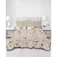 thumbnail image 3 of Flowers Birds Summer Quilt Set Full Size,Soft Microfiber Quilted Bedding Set with 2 Pillow Shams,Country Retro Botanical Floral Branches Lightweight All Season Bedspread Coverlet for Bedroom 78"x90", 3 of 6