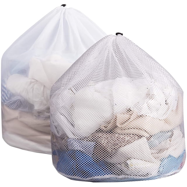 Laklulu - Paquete de 3 bolsas de malla para lavandería con cordón, 31 x 24 pulgadas, resistentes, extra grandes, resistentes, bolsas de red para almacenamiento, bolsas delicadas para lavadora,