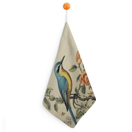 

Sheronv Birds Flowers Reusable Hand Towels 11.8x11.8in Ultra-fine Fiber for Home Kitchen Gym 2pcs