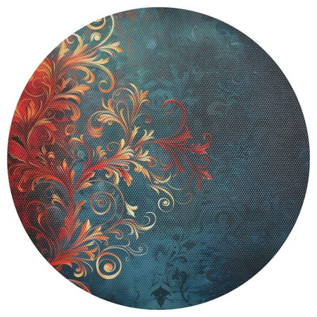 

joogoo Elegant Bohemia Flower Pattern Round Plate Mats for Dining Table Placemat 1 Piece Holiday Decoration