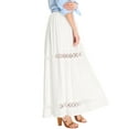thumbnail image 4 of Unique Bargains Junior's Fabric Lace Insert Swing Elastic Waist Maxi Skirt XS Cream White, 4 of 7