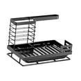 thumbnail image 4 of Estante para fregadero, soporte de esponja para fregadero de cocina, drenaje automático, soporte para cubiertos, estante para paños, organizador de Negro, 4 of 9