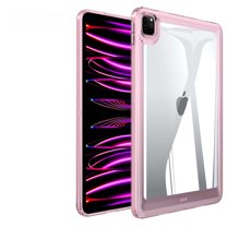Hybrid Back Case for iPad Pro 12.9 2021,Slim&Light, - Ultra Slim Clear Transparent Rugged Back Cover with Shockproof Resistant Flexible Soft Transparent TPU Bumper,Pink