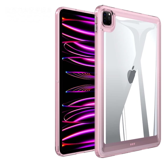 Hybrid Back Case for iPad Pro 12.9 2021,Slim&Light, - Ultra Slim Clear Transparent Rugged Back Cover with Shockproof Resistant Flexible Soft Transparent TPU Bumper,Pink