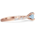 thumbnail image 5 of Petite Round Solitaire Ring Baguette Aquamarine Cubic Zirconia Rose Tone 925 Sterling Silver, Size 7, 5 of 7