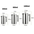 thumbnail image 6 of Tnobhg 800ML/350ML/1000ML Coffee Press Pot Easy to Clean Stainless Steel Coffee Maker Portable for Home Kitchen, 6 of 8