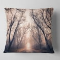 thumbnail image 2 of Designart Road Through Mystical Dark Forest - Landscape Photography Throw Pillow - 16x16, 2 of 5