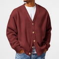 thumbnail image 3 of Havenx Cardigan Sweater for Men Waffle Knit Button Up Cardigan V-Neck Long Sleeve Textured Cardigans Lightweight Casual Cozy Loose Outwear,Wine XL, 3 of 6