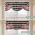 thumbnail image 5 of Pink Rose Tie Up Valance Curtains for Windows, Kitchen Curtains Window Treatments, Books Cake Wine Black Beige Striped Short Window Shades Valances for Bedroom Bathroom Cafe 42"x12", 5 of 8