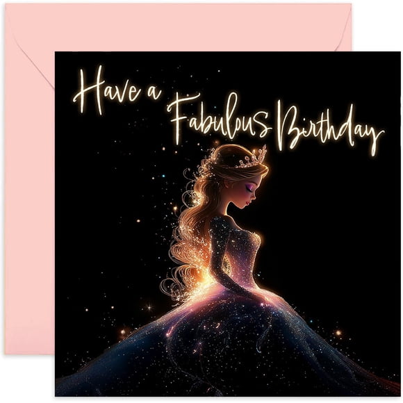 Tarjetas de cumpleaños de princesa para niñas de 4 a 8 años con sobre