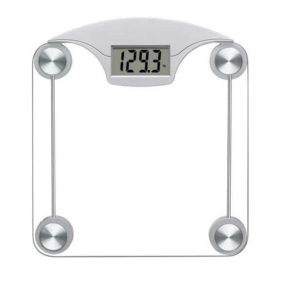 Glass Body Scale Measures Weight Up to 400 Lbs. in Clear Glass