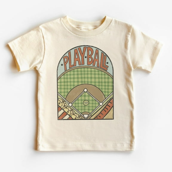 Retro Playball Baseball Field Toddler Shirt Vintage Baseball Diamond Children'S Tee Boy Girl Toddler Youth Kids Clothing TODDLER SHORT SLEEVE TEE BELLA CANVAS 3001T