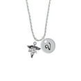 thumbnail image 2 of Delight Jewelry Silvertone Caduceus - MA Silvertone Script Initial Disc - V - Charm Necklace, 20"+3", 2 of 4