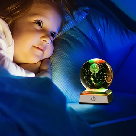 

FY24 Tax Time WJSXC Night Lights Big Size 3D Crystal Ball Night Light 7-Colors Solid Crystal Ball Metal Base 3D Lasers Engraving Of Glass With Wooden Base USB Energy Supply Decoration Light