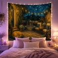 thumbnail image 2 of Sleeping Dog on Nighttime Patio, Peaceful Illustration for Art Lovers, Serene Art Decor, Birthday Gift Tapestry Wall Hanging for Bedroom and Living Room, 2 of 7