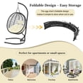 thumbnail image 5 of Single Person Folding Egg Chair with Stand,Indoor & Outdoor Hanging Swing Chair, Heavy Duty 330lbs Capacity, Foldable Design, Adjustable Anti-Slip Feet for Patio, Balcony, Garden, Bedroom, 5 of 7