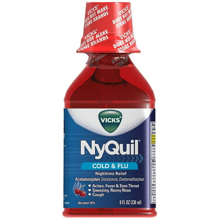 Vicks Nyquil Rhume et grippe secours liquide Nighttime, saveur de cerise (8 oz Lot de 2)