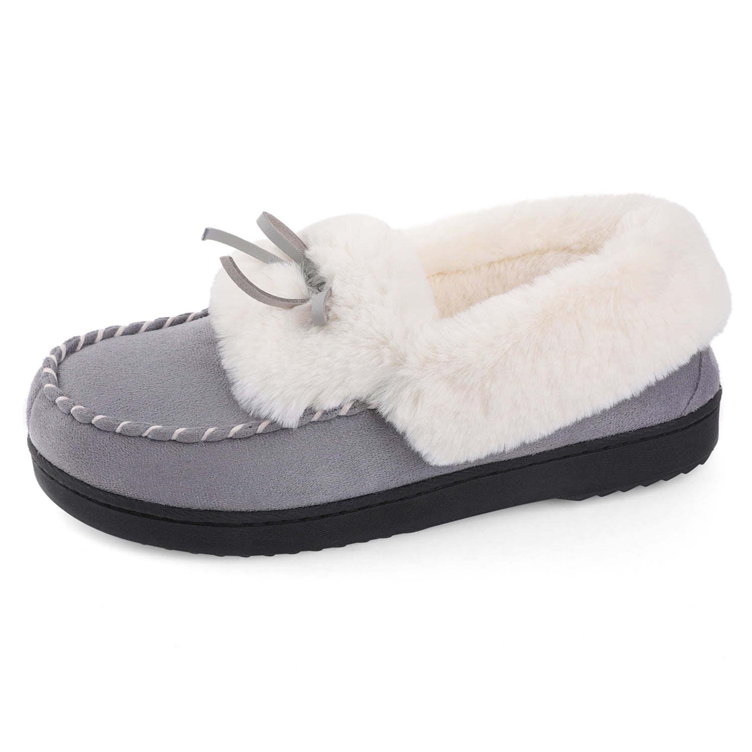 rockdove women's flannel lined moccasin slipper with memory foam